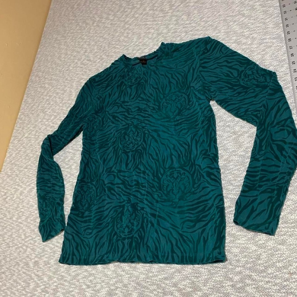 Savage Fenty by Rehana green tiger long sleeve blouse sheer women S. SKU-A724